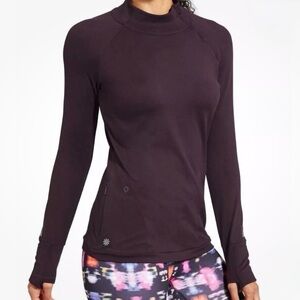 Athleta Women's Superluxe Half Zip Pullover Mock Top Wild Raisin Color Size XS